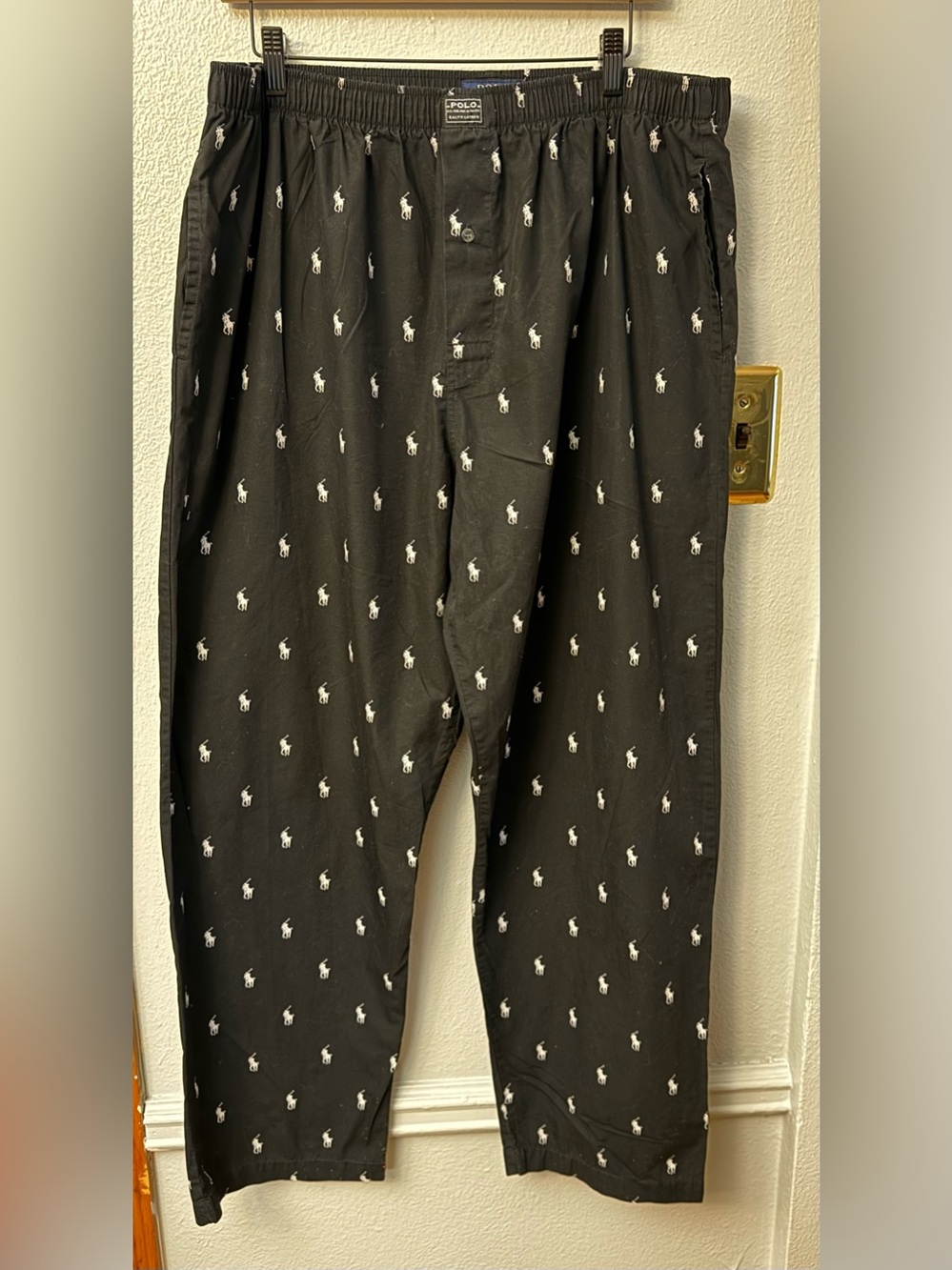Polo by Ralph Lauren Black Lounge Pants with White Pony Motif